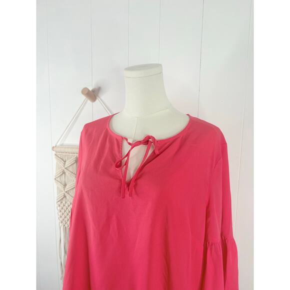 Boden Boho Sleeve Tie Front Blouse Size 10 Coral Pink Hippie Top - Picture 5 of 13